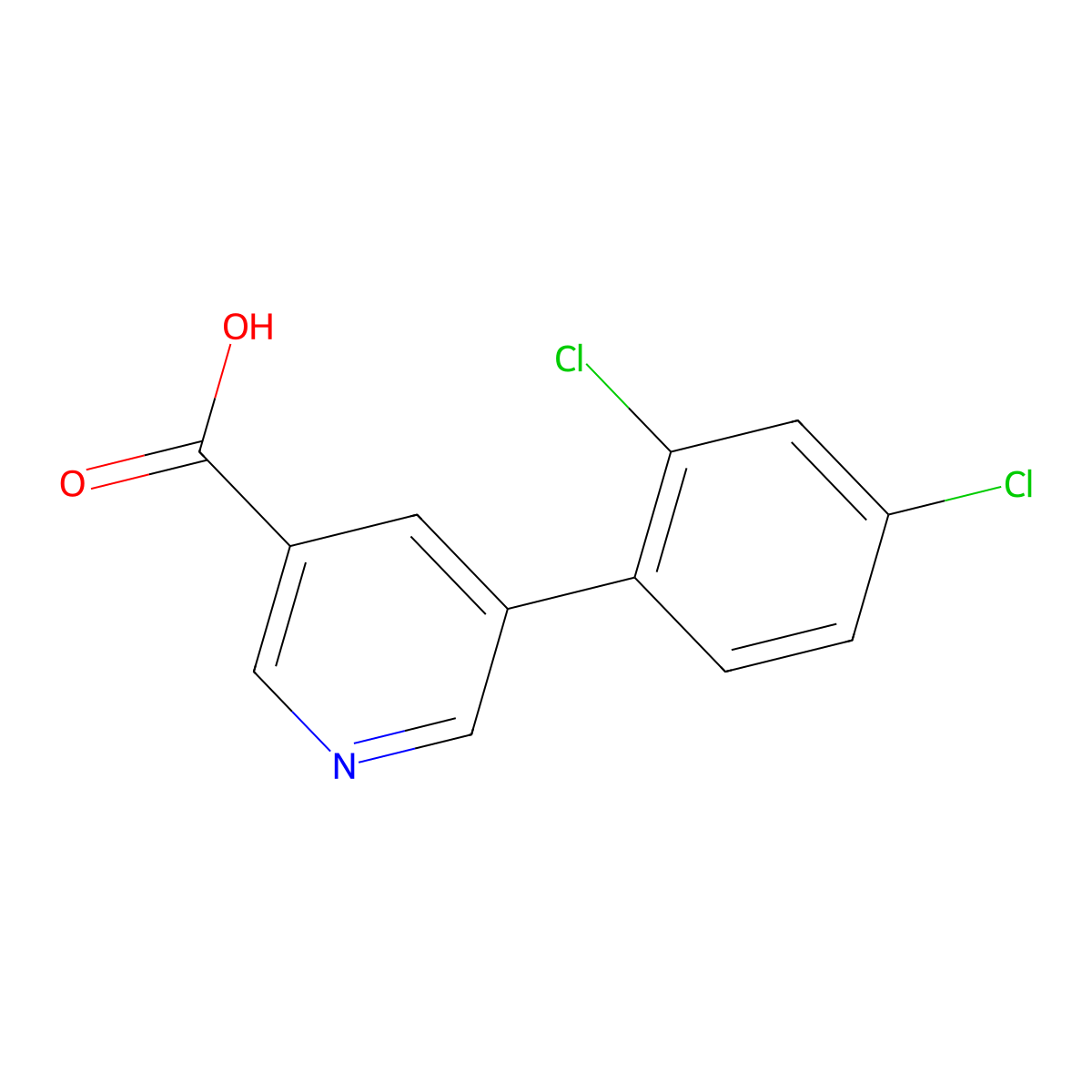 5-(2,4-Dichlorophenyl)pyridine-3-carboxylic acid molecular structure, CAS 1261944-60-8