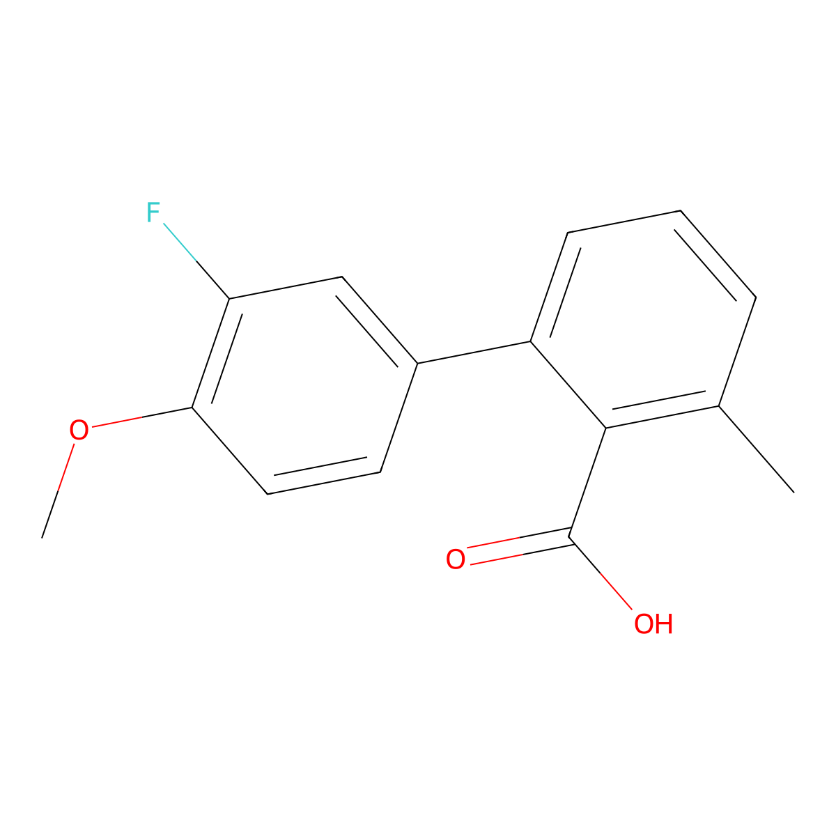 2-(3-Fluoro-4-methoxyphenyl)-6-methylbenzoic acid molecular structure, CAS 1261944-95-9