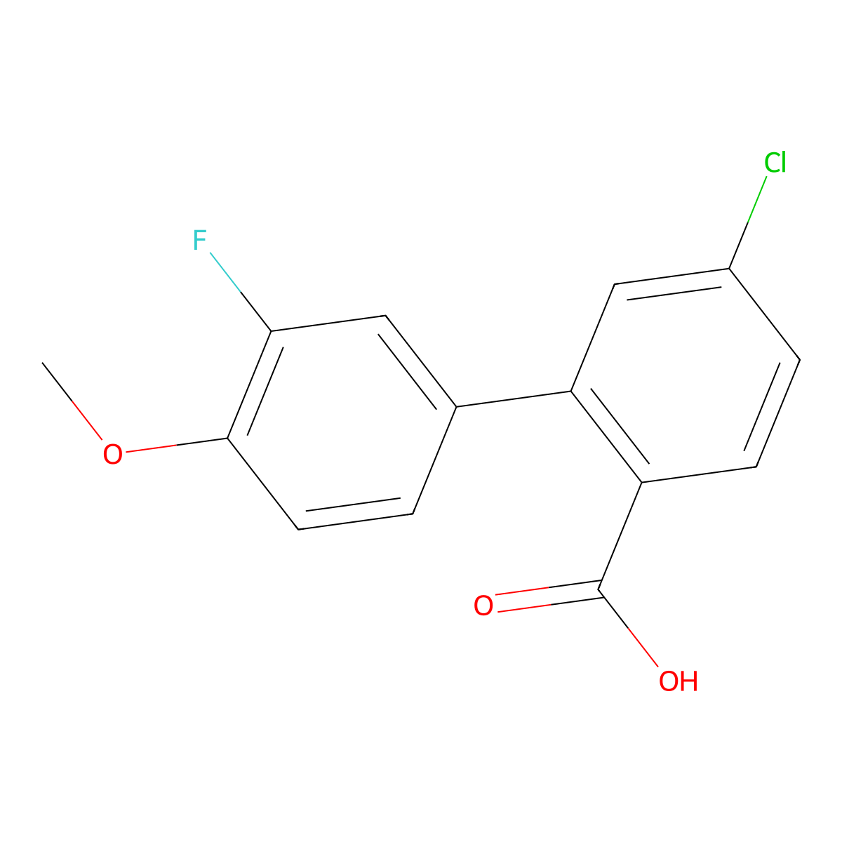 4-Chloro-2-(3-fluoro-4-methoxyphenyl)benzoic acid molecular structure, CAS 1261945-12-3