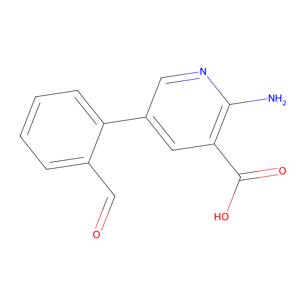 2-Amino-5-(2-formylphenyl)pyridine-3-carboxylic acid molecular structure, CAS 1261945-28-1