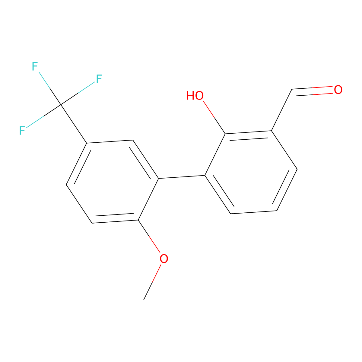 2-Formyl-6-(2-methoxy-5-trifluoromethylphenyl)phenol molecular structure, CAS 1261945-30-5