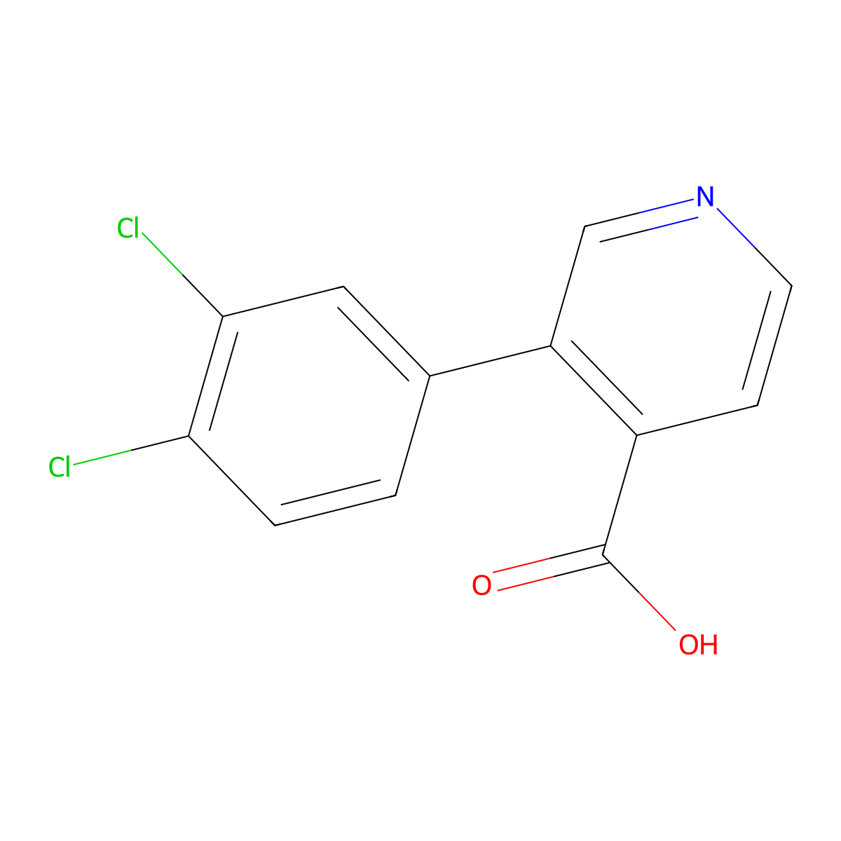 3-(3,4-Dichlorophenyl)pyridine-4-carboxylic acid molecular structure, CAS 1261945-31-6