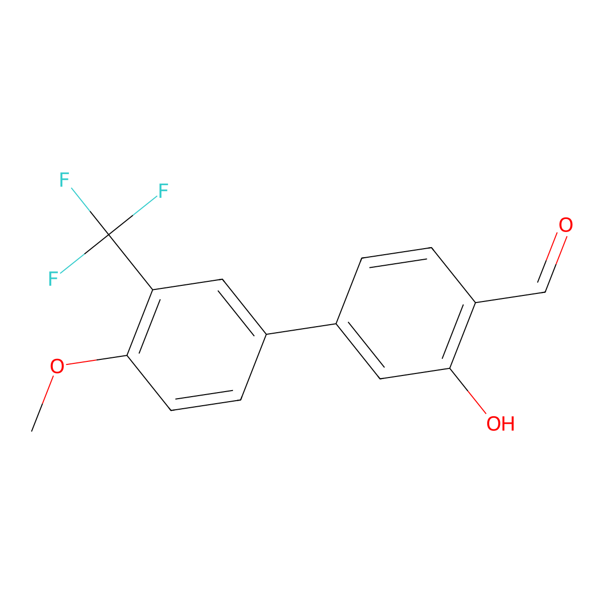 2-Formyl-5-(4-methoxy-3-trifluoromethylphenyl)phenol molecular structure, CAS 1261945-38-3