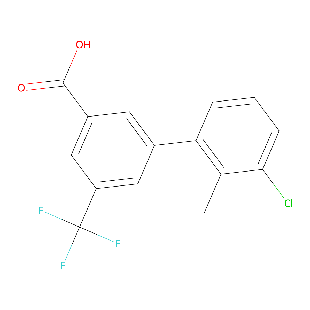 3-(3-Chloro-2-methylphenyl)-5-trifluoromethylbenzoic acid molecular structure, CAS 1261945-48-5