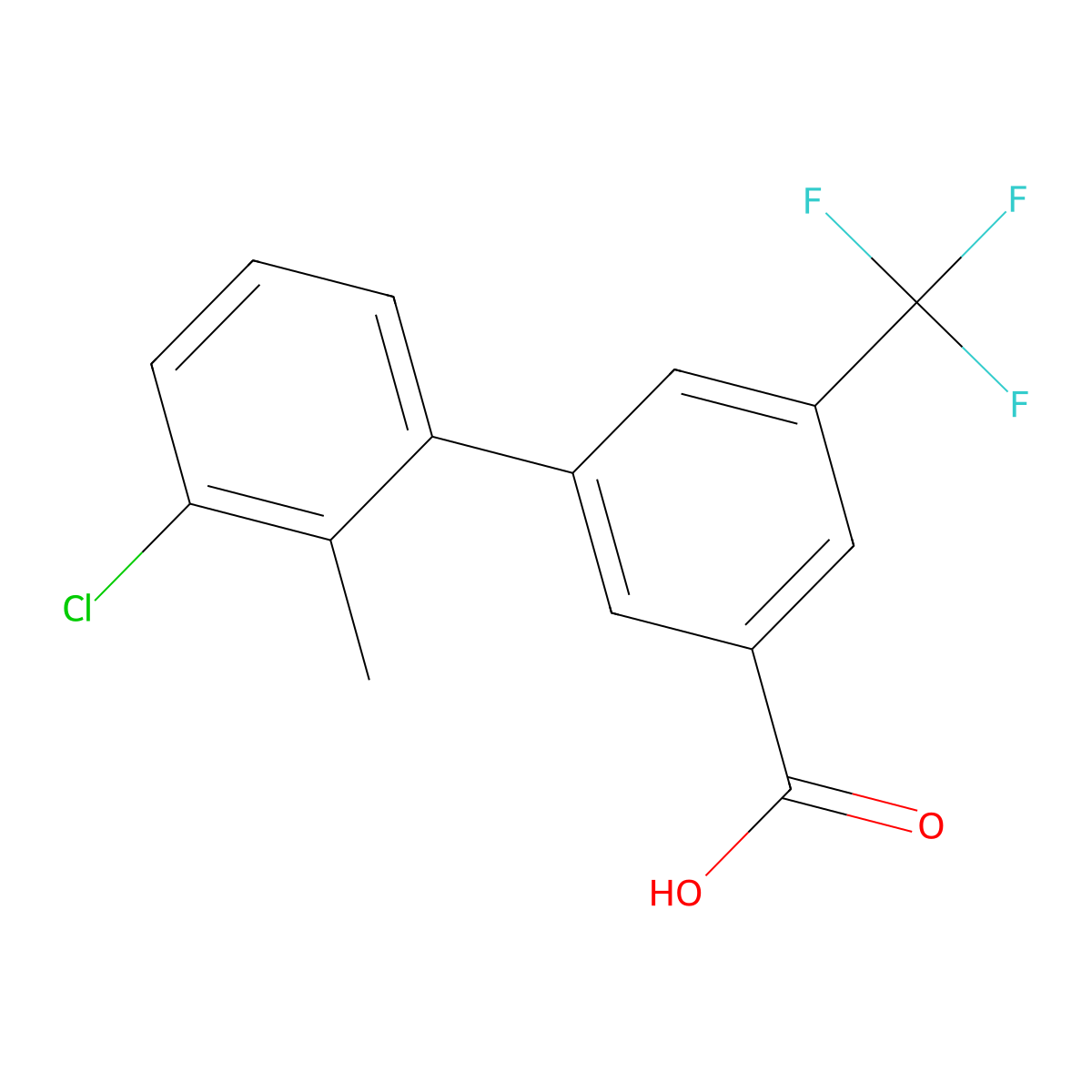 3-(3-Chloro-2-methylphenyl)-5-trifluoromethylbenzoic acid molecular structure, CAS 1261945-48-5