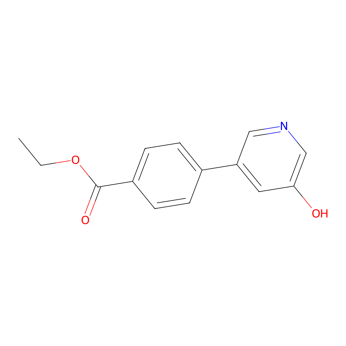 Ethyl 4-(5-hydroxypyridin-3-yl)benzoate molecular structure, CAS 1261945-50-9