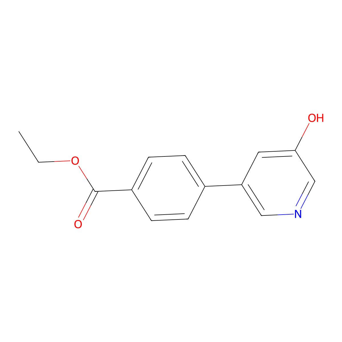 Ethyl 4-(5-hydroxypyridin-3-yl)benzoate molecular structure, CAS 1261945-50-9