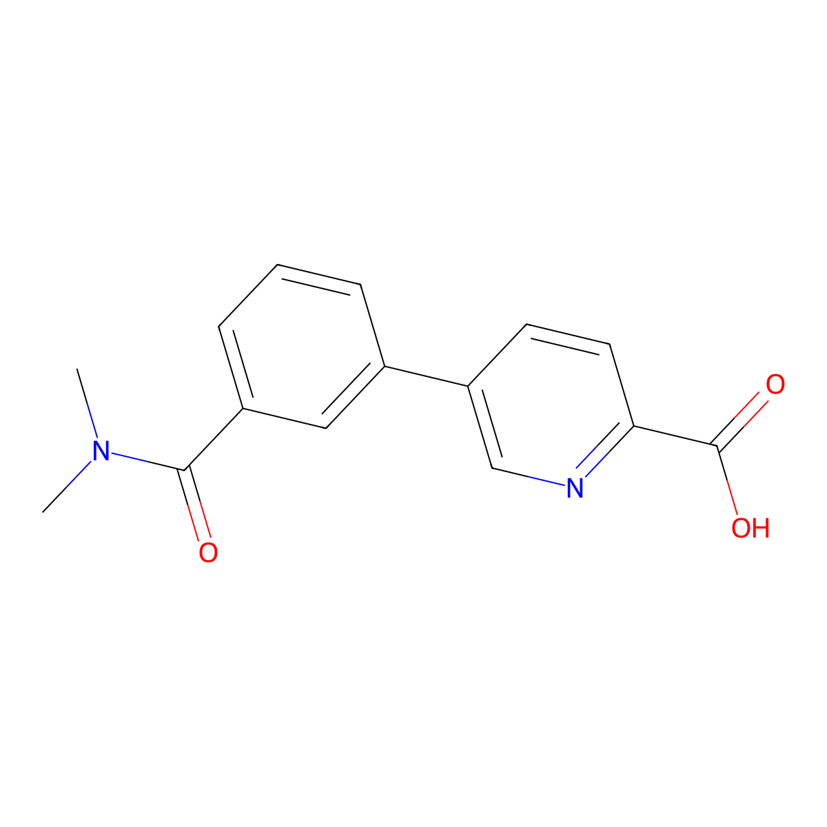 5-[3-(N,N-Dimethylaminocarbonyl)phenyl]picolinic acid molecular structure, CAS 1261945-53-2