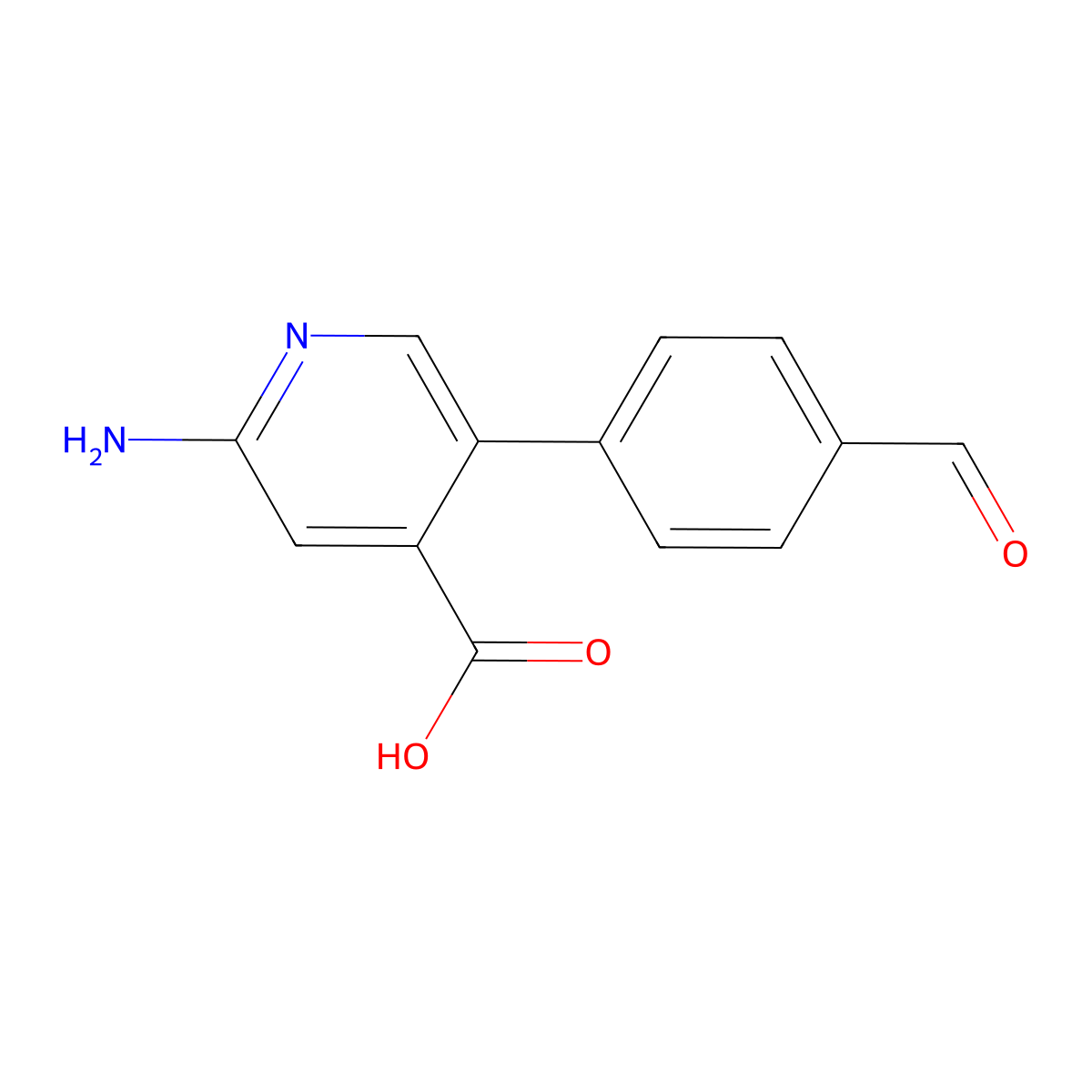 2-Amino-5-(4-formylphenyl)pyridine-4-carboxylic acid molecular structure, CAS 1261945-64-5