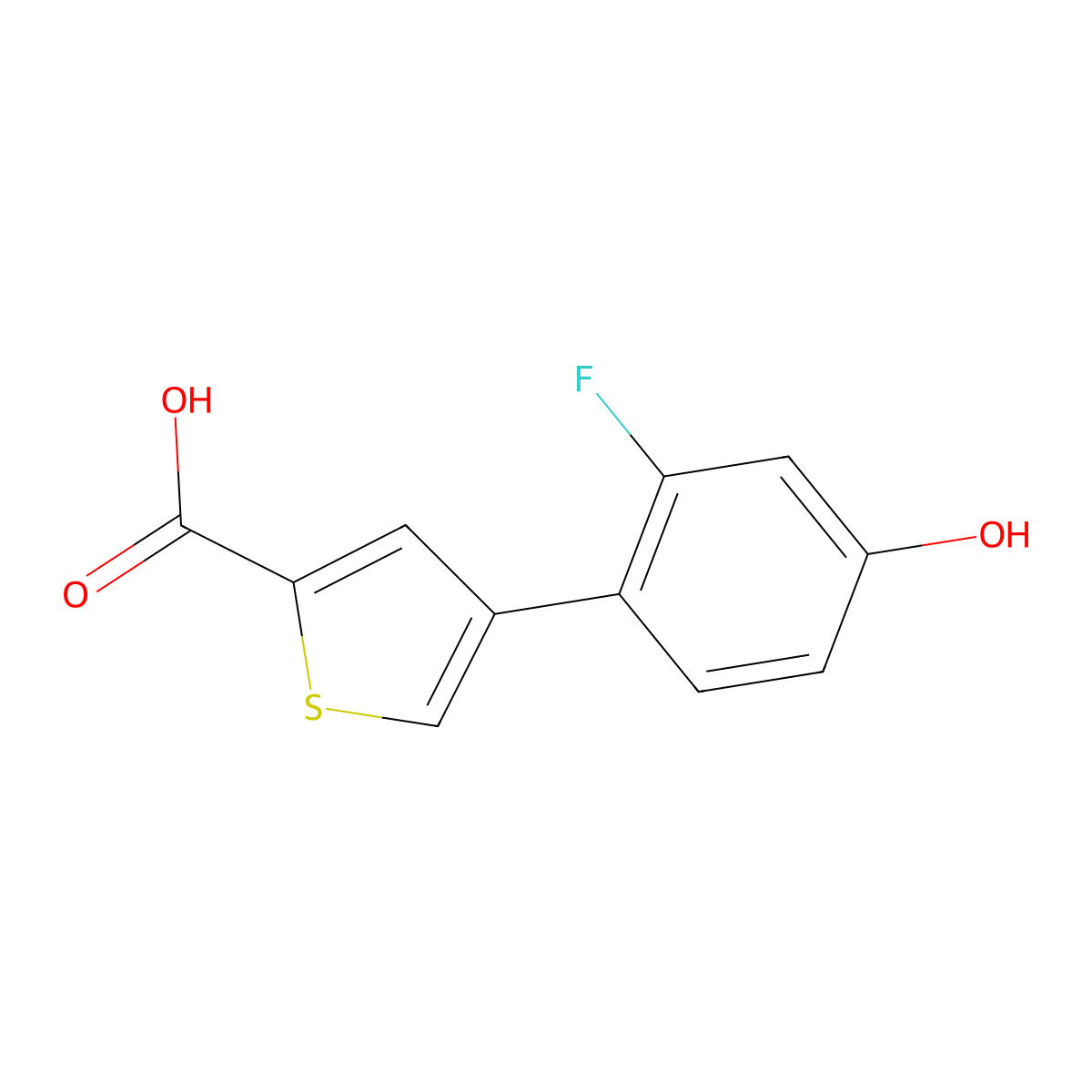 4-(2-Fluoro-4-hydroxyphenyl)thiophene-2-carboxylic acid molecular structure, CAS 1261945-69-0