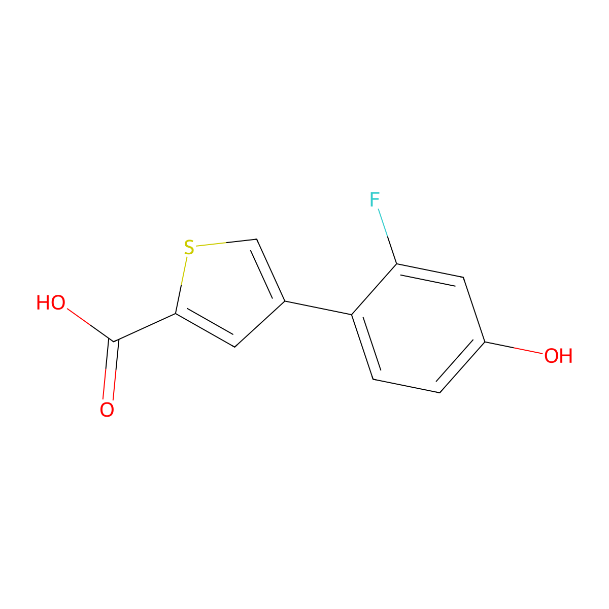 4-(2-Fluoro-4-hydroxyphenyl)thiophene-2-carboxylic acid molecular structure, CAS 1261945-69-0