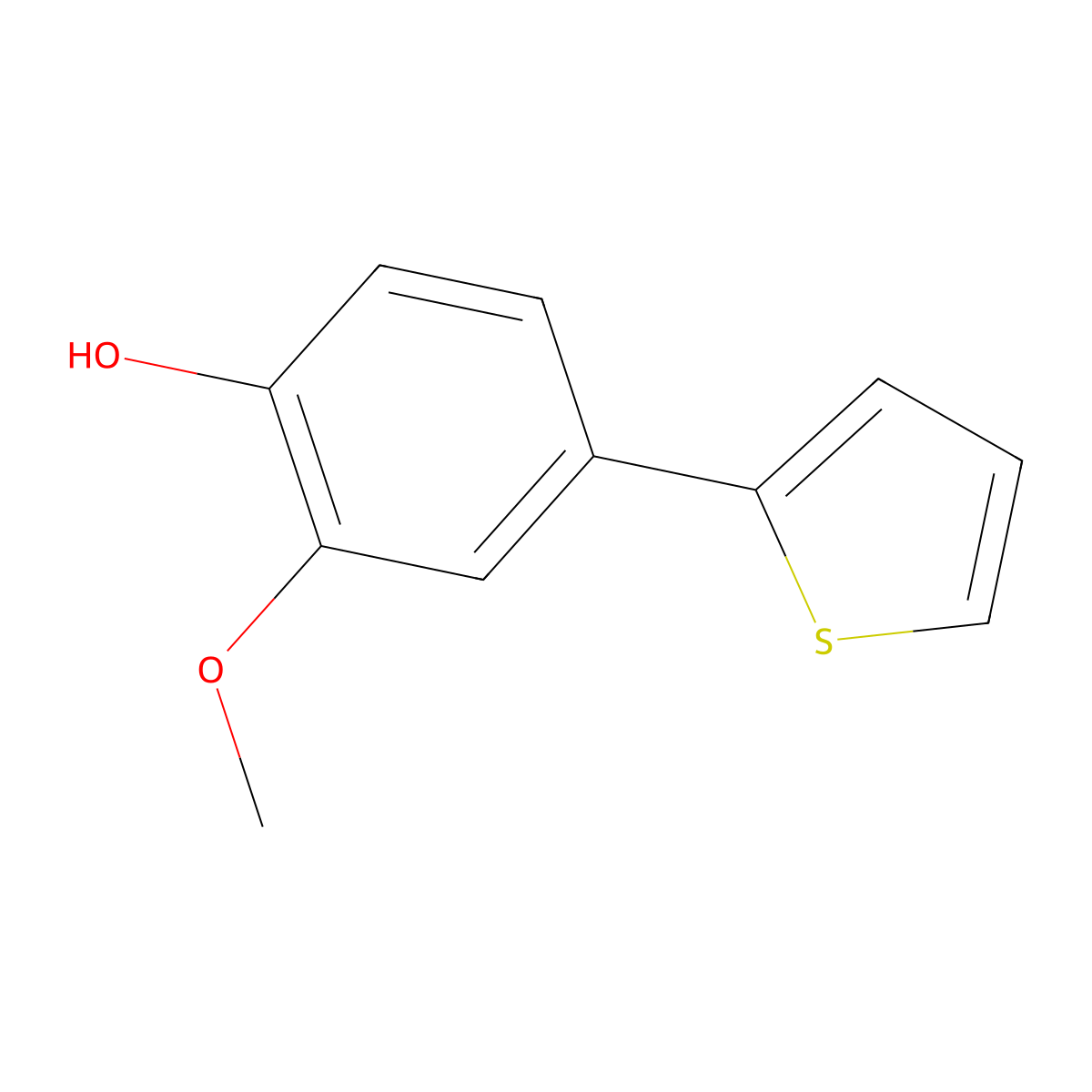 2-Methoxy-4-(thiophen-2-YL)phenol molecular structure, CAS 1261945-77-0