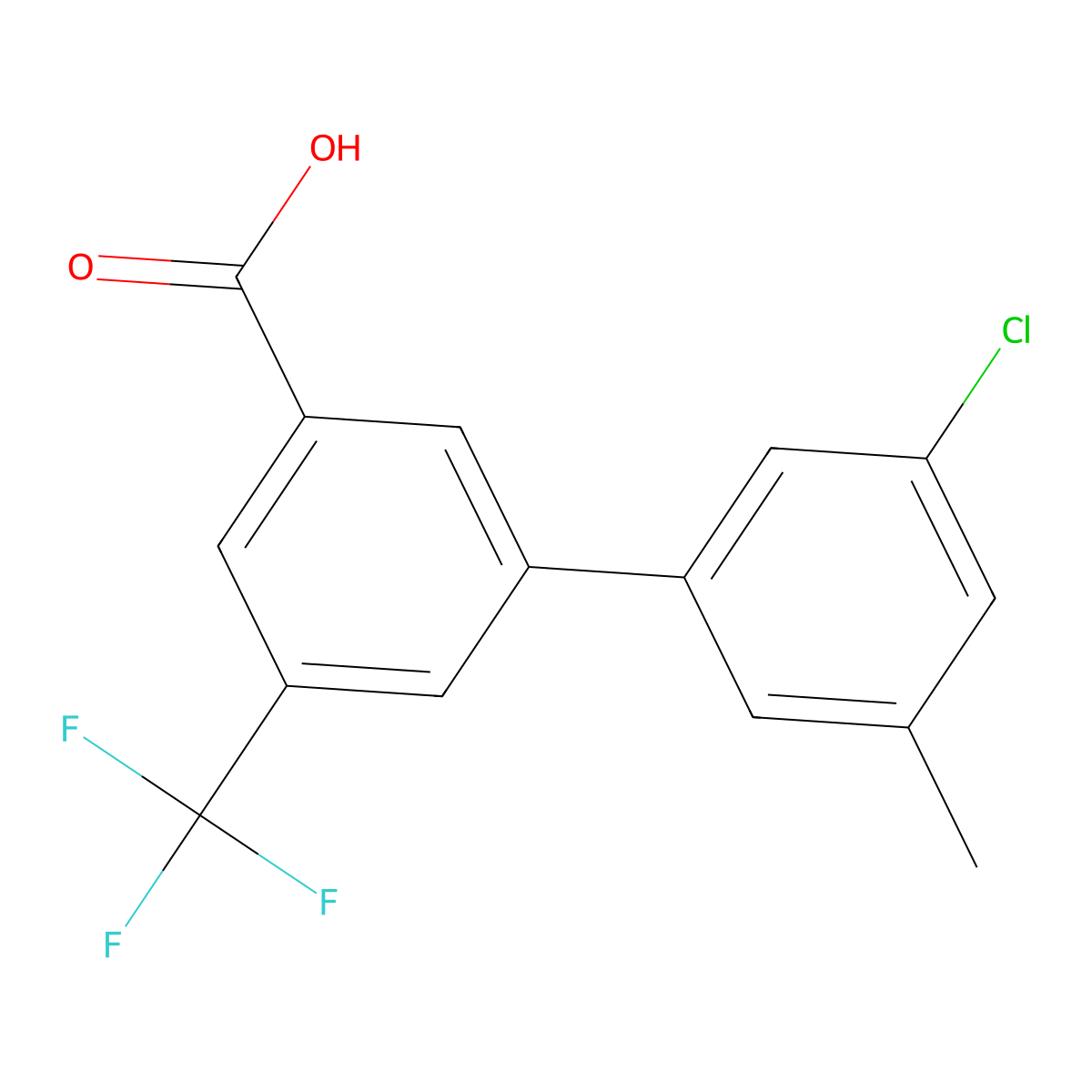 3-(3-Chloro-5-methylphenyl)-5-trifluoromethylbenzoic acid molecular structure, CAS 1261945-88-3