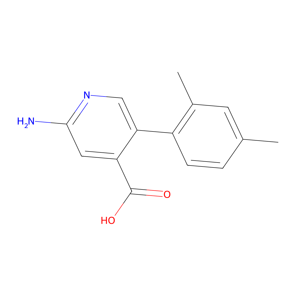 2-Amino-5-(2,4-dimethylphenyl)pyridine-4-carboxylic acid molecular structure, CAS 1261945-90-7