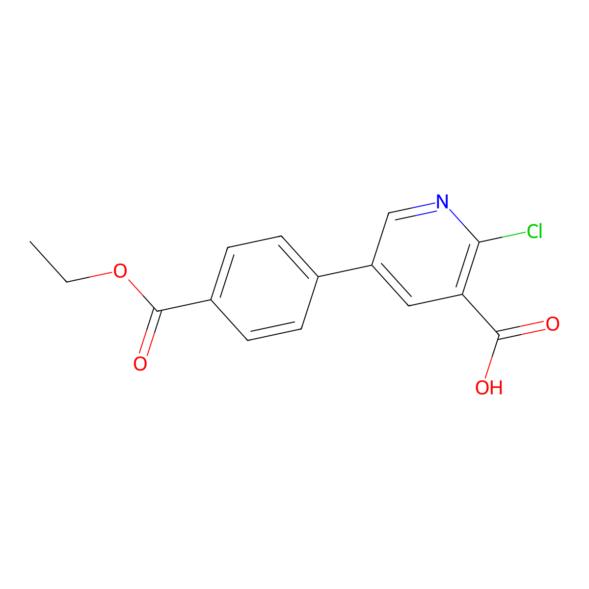 2-Chloro-5-(4-ethoxycarbonylphenyl)nicotinic acid molecular structure, CAS 1261946-08-0