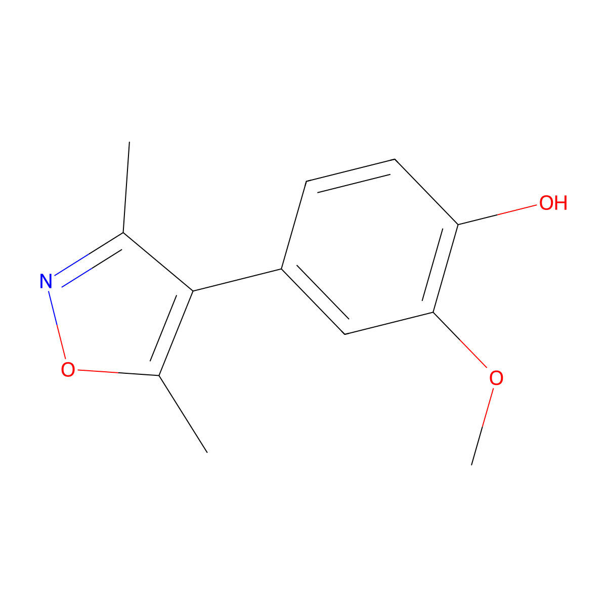 4-(3,5-Dimethyl-1,2-oxazol-4-yl)-2-methoxyphenol molecular structure, CAS 1261946-21-7