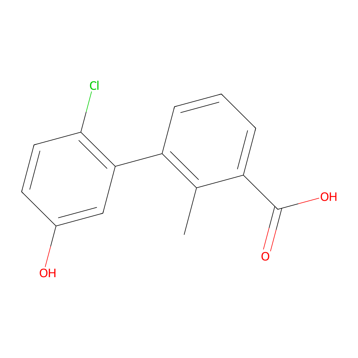 3-(2-Chloro-5-hydroxyphenyl)-2-methylbenzoic acid molecular structure, CAS 1261946-22-8