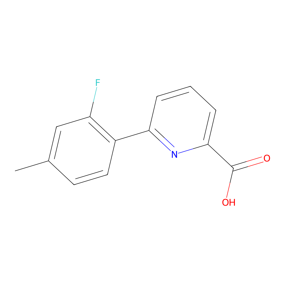 6-(2-Fluoro-4-methylphenyl)picolinic acid molecular structure, CAS 1261946-30-8