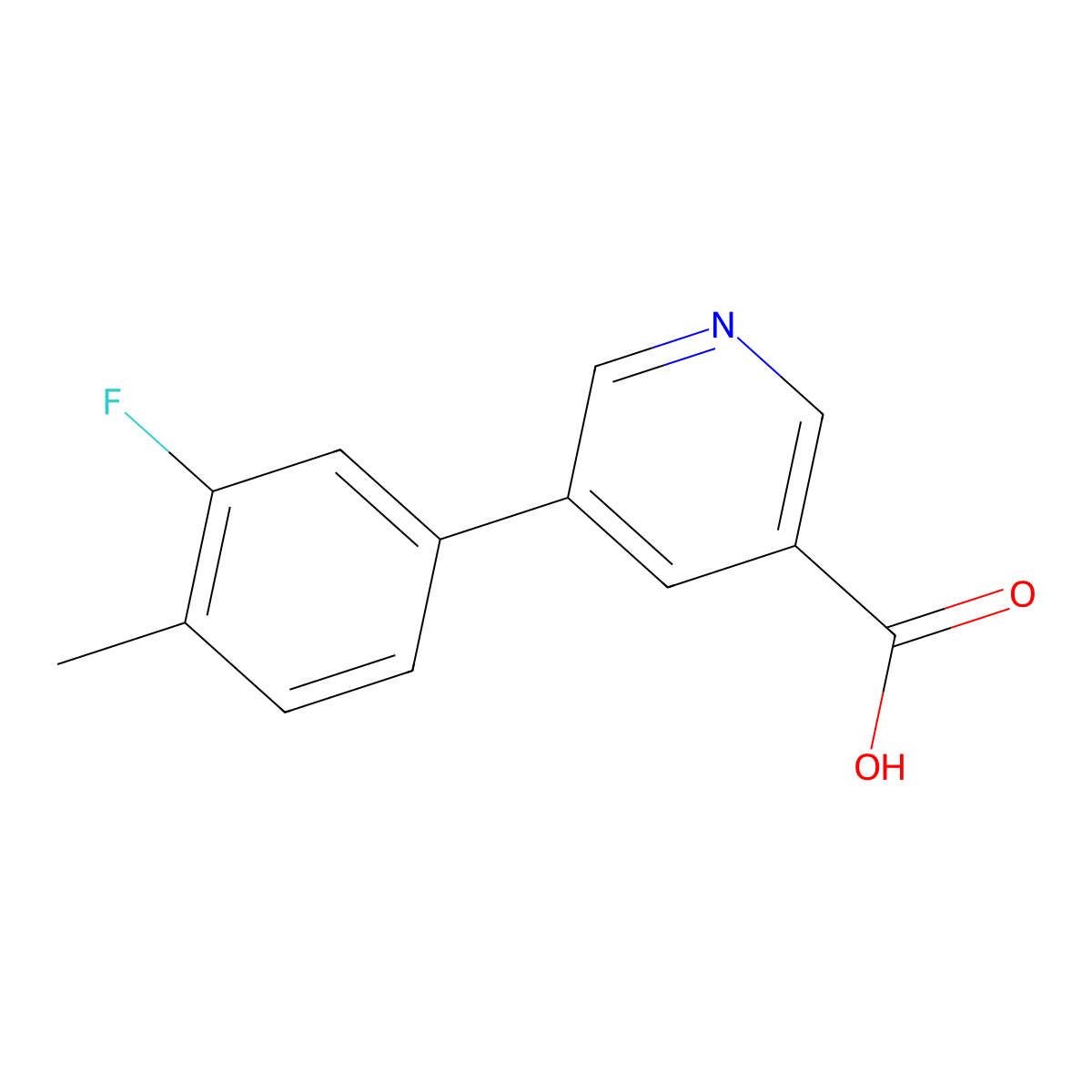 5-(3-Fluoro-4-methylphenyl)nicotinic acid molecular structure, CAS 1261946-42-2
