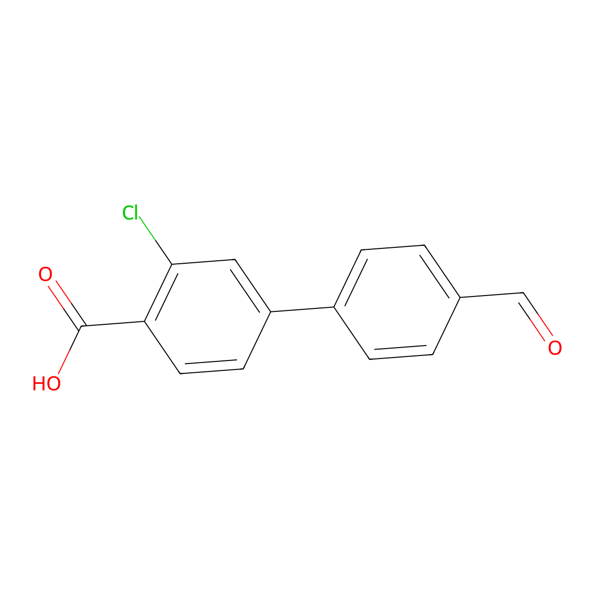 2-Chloro-4-(4-formylphenyl)benzoic acid molecular structure, CAS 1261946-48-8