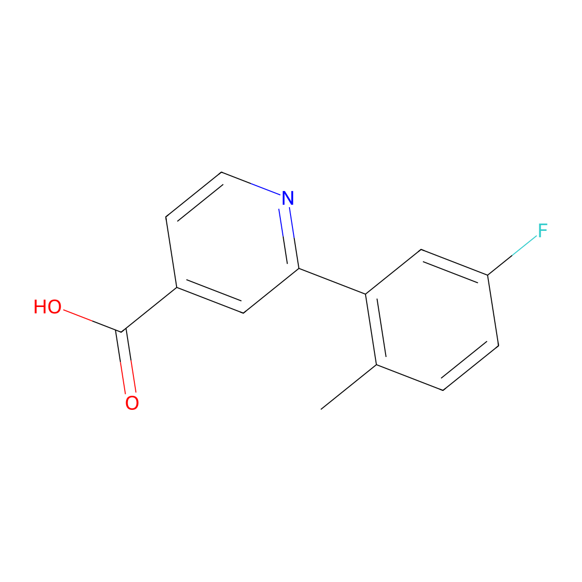 2-(5-Fluoro-2-methylphenyl)isonicotinic acid molecular structure, CAS 1261946-53-5