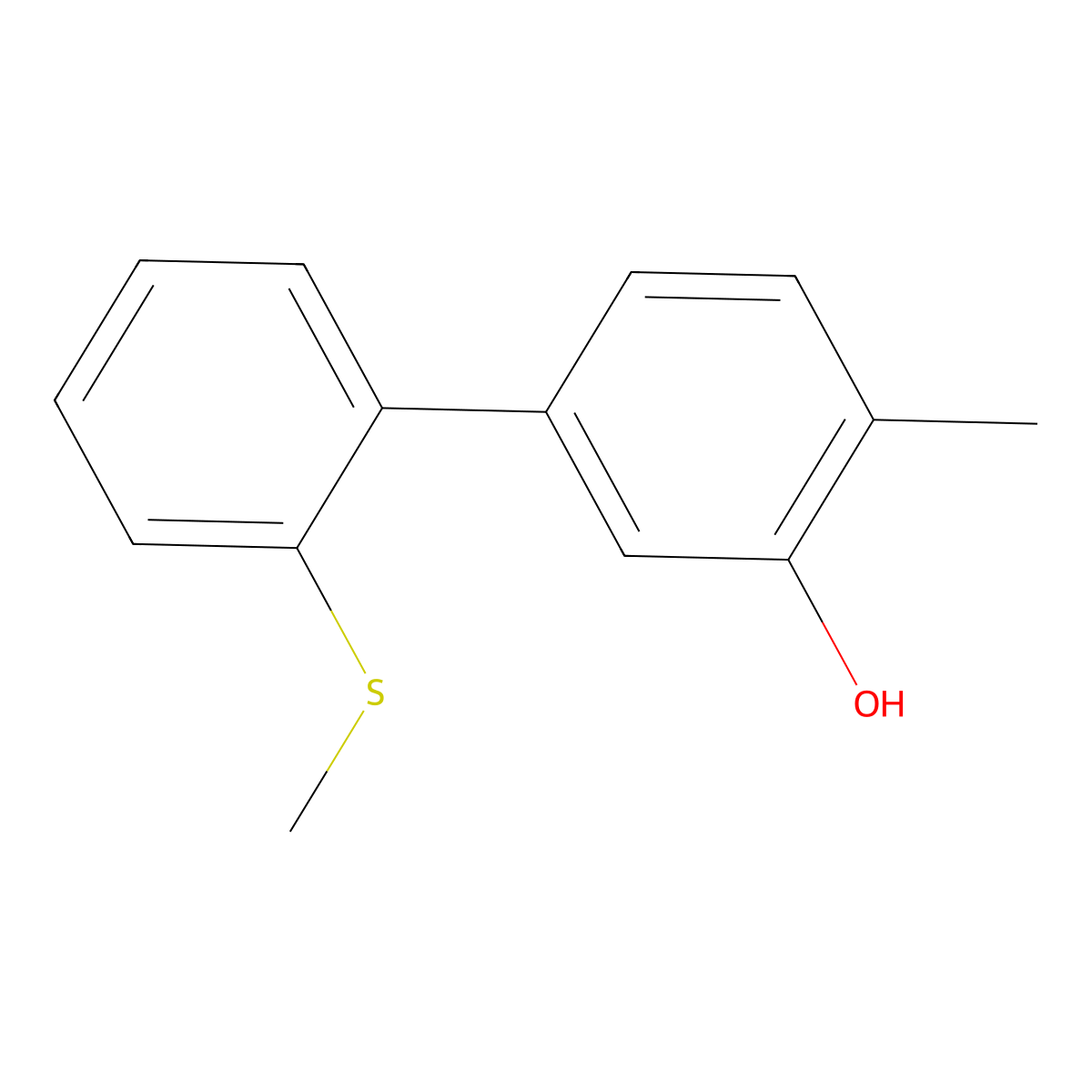 2-Methyl-5-(2-methylthiophenyl)phenol molecular structure, CAS 1261946-75-1