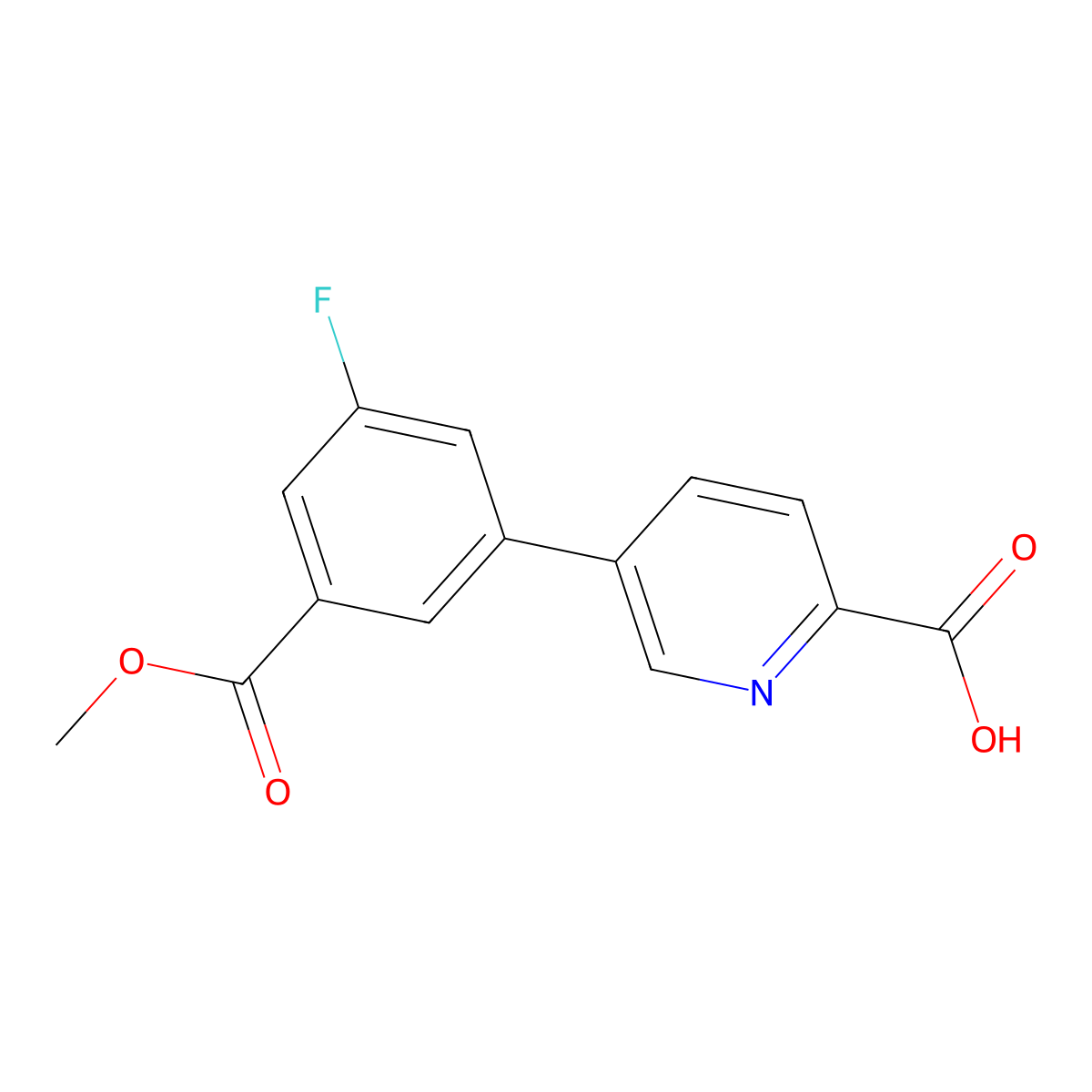 5-(3-Fluoro-5-methoxycarbonylphenyl)picolinic acid molecular structure, CAS 1261946-88-6