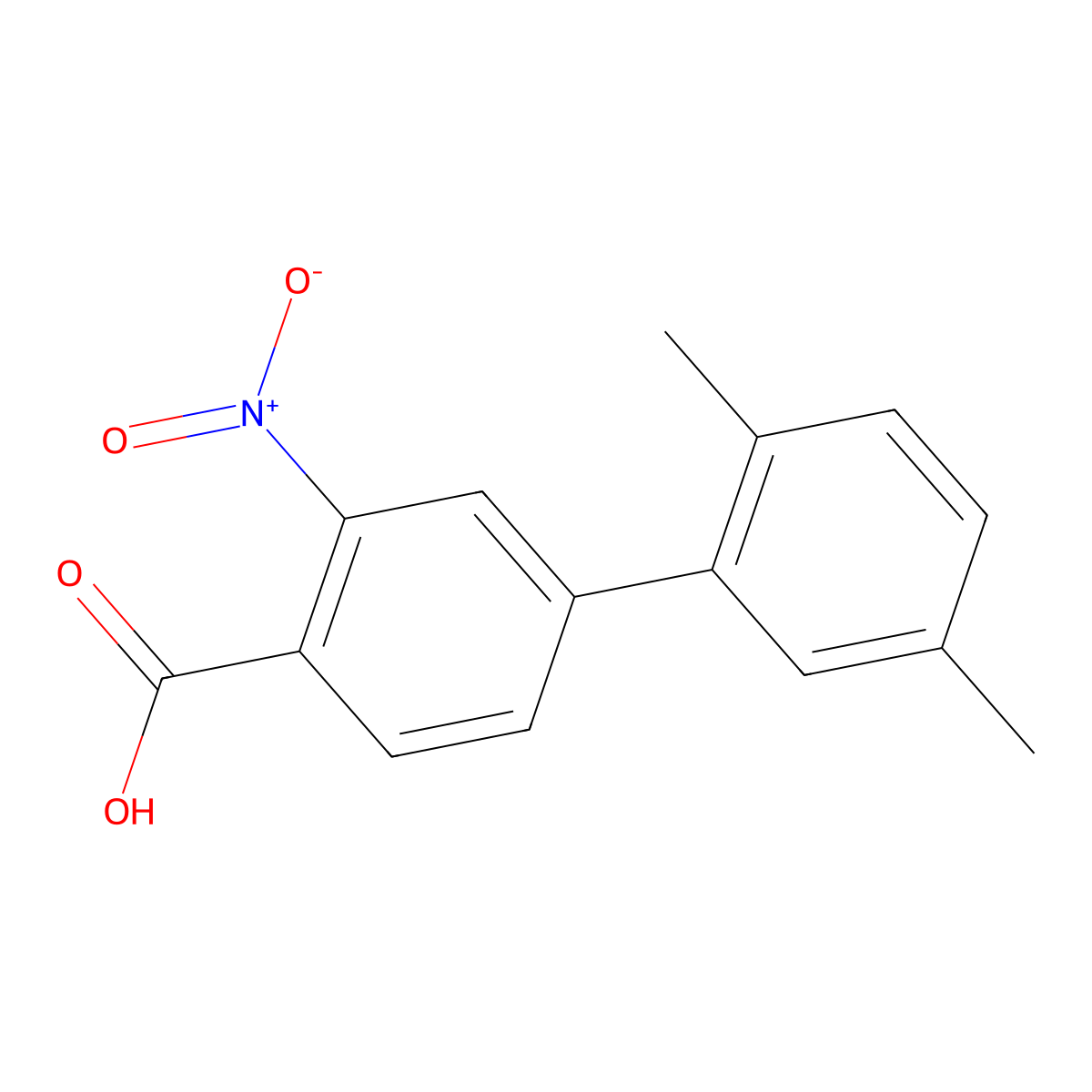 4-(2,5-Dimethylphenyl)-2-nitrobenzoic acid molecular structure, CAS 1261947-03-8