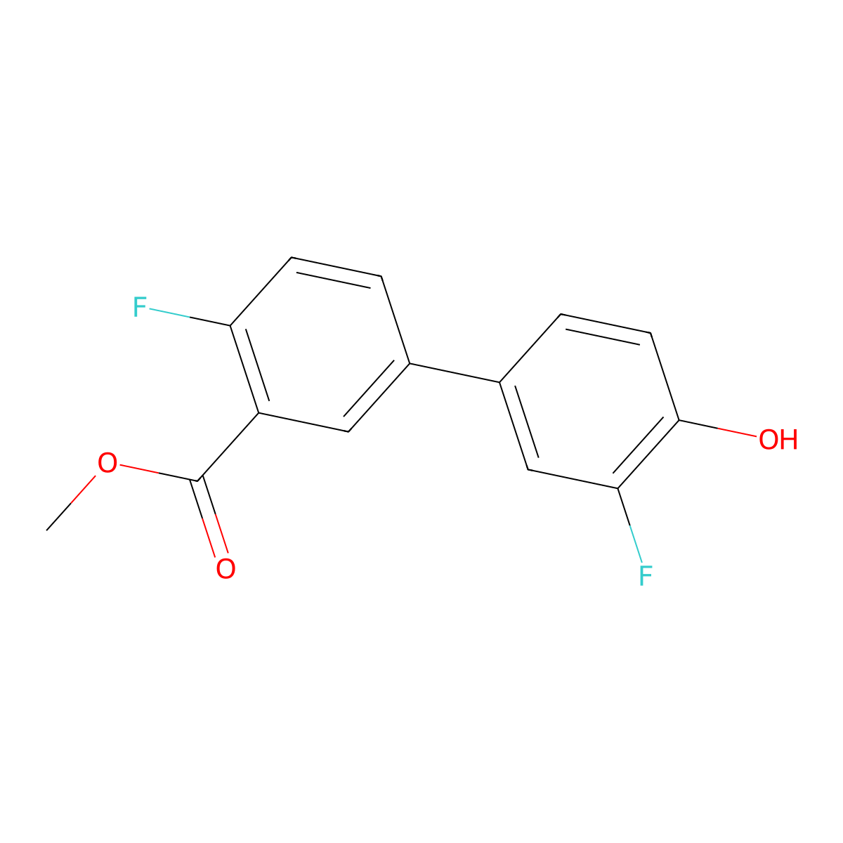 2-Fluoro-4-(4-fluoro-3-methoxycarbonylphenyl)phenol molecular structure, CAS 1261947-16-3