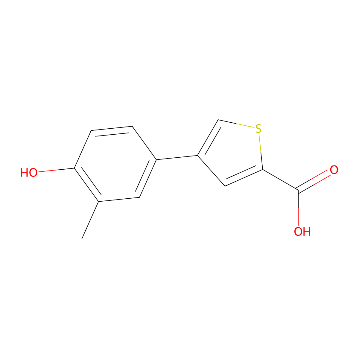 4-(4-Hydroxy-3-methylphenyl)thiophene-2-carboxylic acid molecular structure, CAS 1261947-19-6