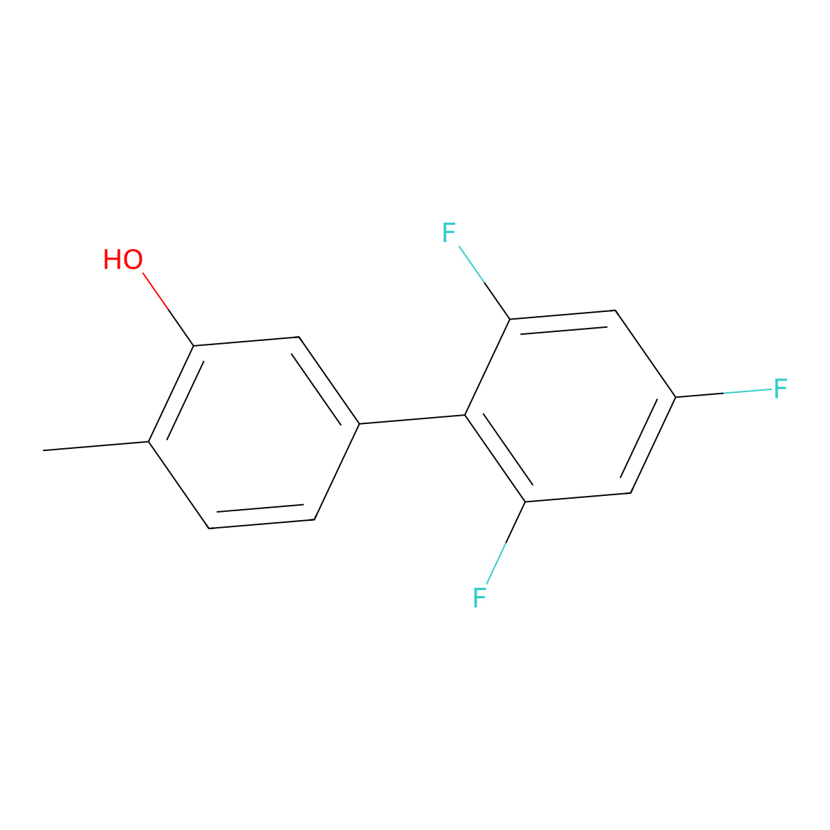 2-Methyl-5-(2,4,6-trifluorophenyl)phenol molecular structure, CAS 1261947-24-3
