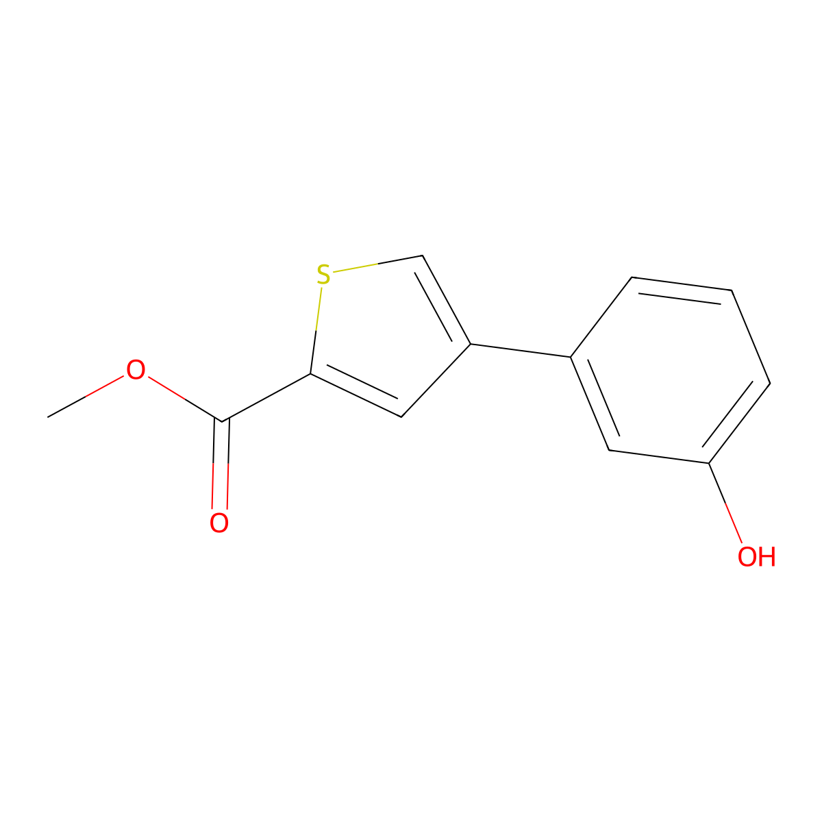 Methyl 4-(3-hydroxyphenyl)thiophene-2-carboxylate molecular structure, CAS 1261947-26-5