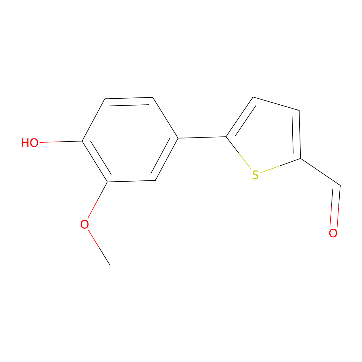 5-(4-Hydroxy-3-methoxyphenyl)thiophene-2-carbaldehyde molecular structure, CAS 1261947-35-6