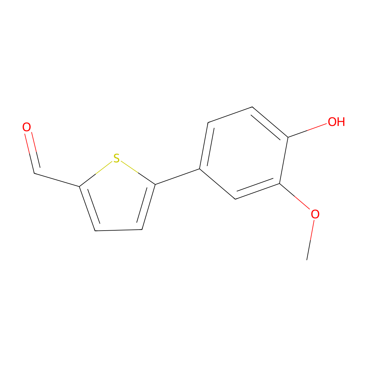 5-(4-Hydroxy-3-methoxyphenyl)thiophene-2-carbaldehyde molecular structure, CAS 1261947-35-6