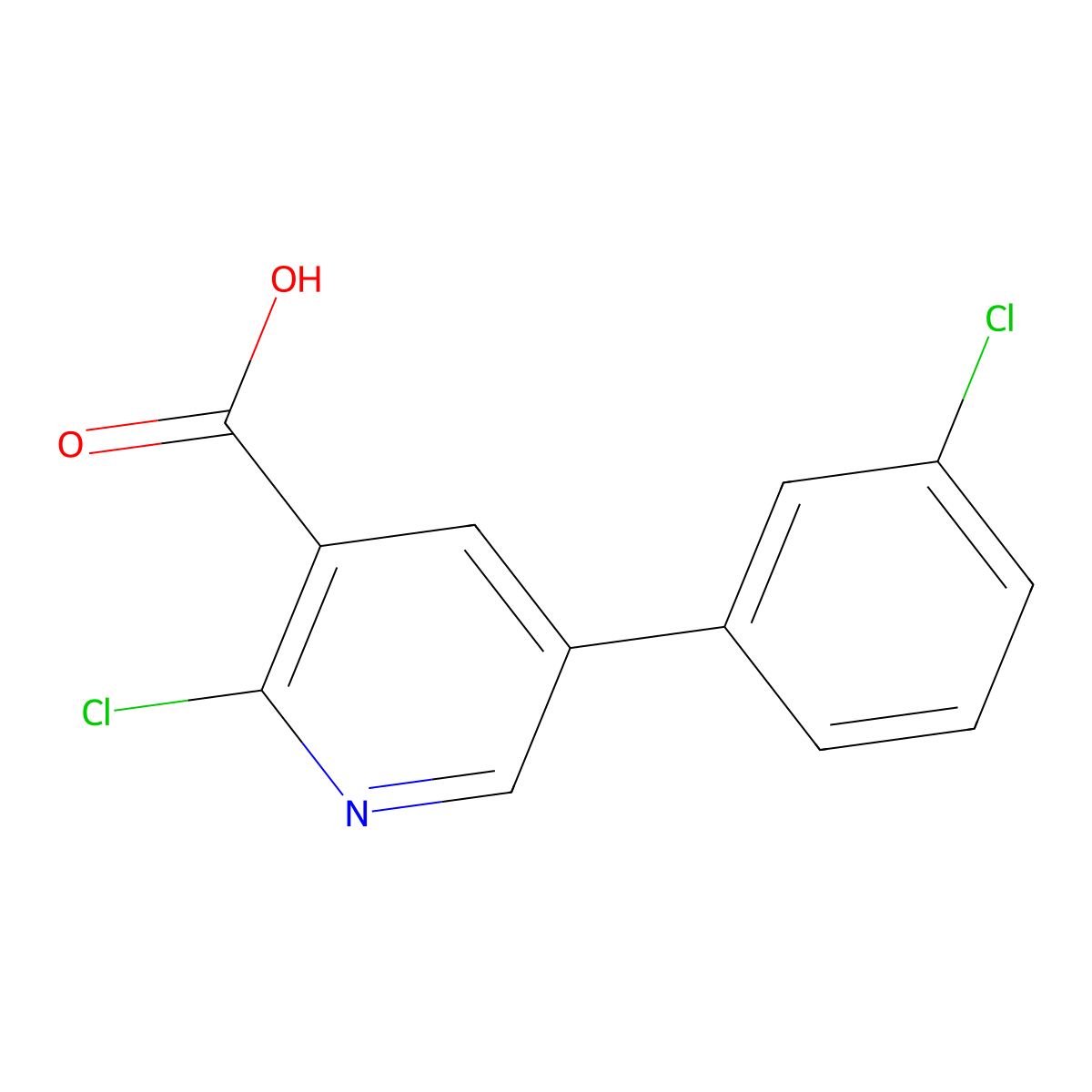 2-Chloro-5-(3-chlorophenyl)pyridine-3-carboxylic acid molecular structure, CAS 1261947-36-7