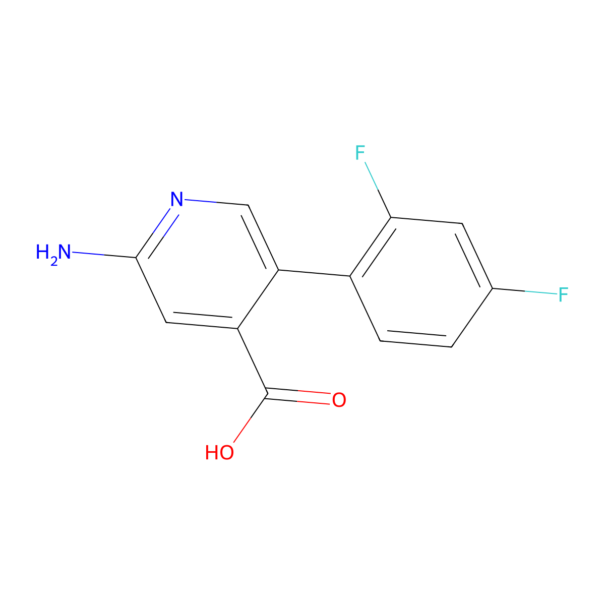 2-Amino-5-(2,4-difluorophenyl)pyridine-4-carboxylic acid molecular structure, CAS 1261947-41-4