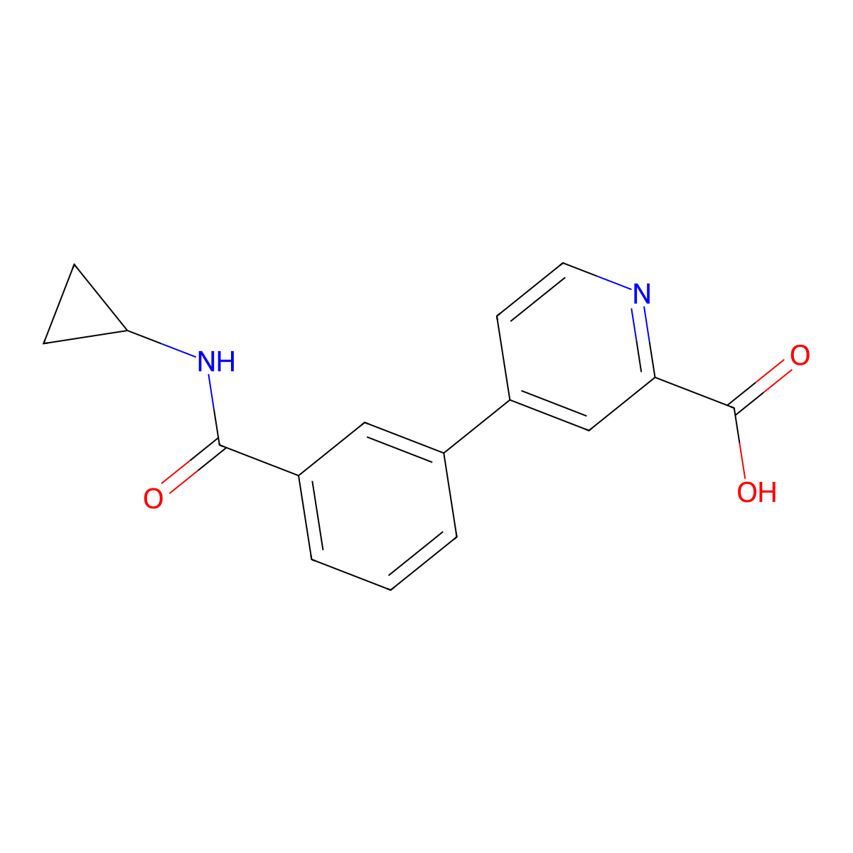 4-[3-(Cyclopropylaminocarbonyl)phenyl]picolinic acid molecular structure, CAS 1261948-04-2