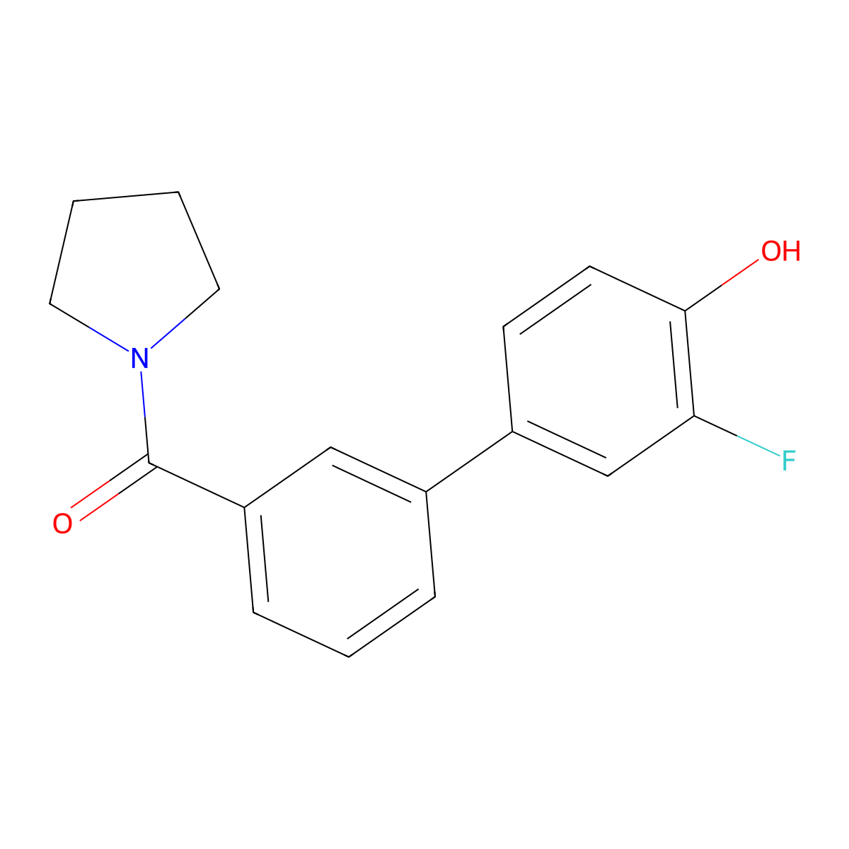 2-Fluoro-4-(3-pyrrolidinylcarbonylphenyl)phenol molecular structure, CAS 1261948-35-9
