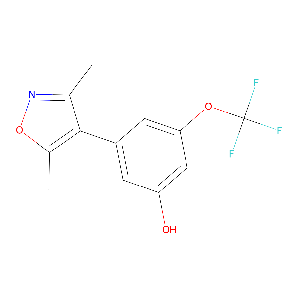 3-(3,5-Dimethyl-1,2-oxazol-4-yl)-5-(trifluoromethoxy)phenol molecular structure, CAS 1261948-58-6