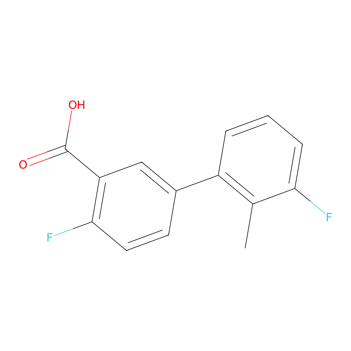 2-Fluoro-5-(3-fluoro-2-methylphenyl)benzoic acid molecular structure, CAS 1261948-96-2