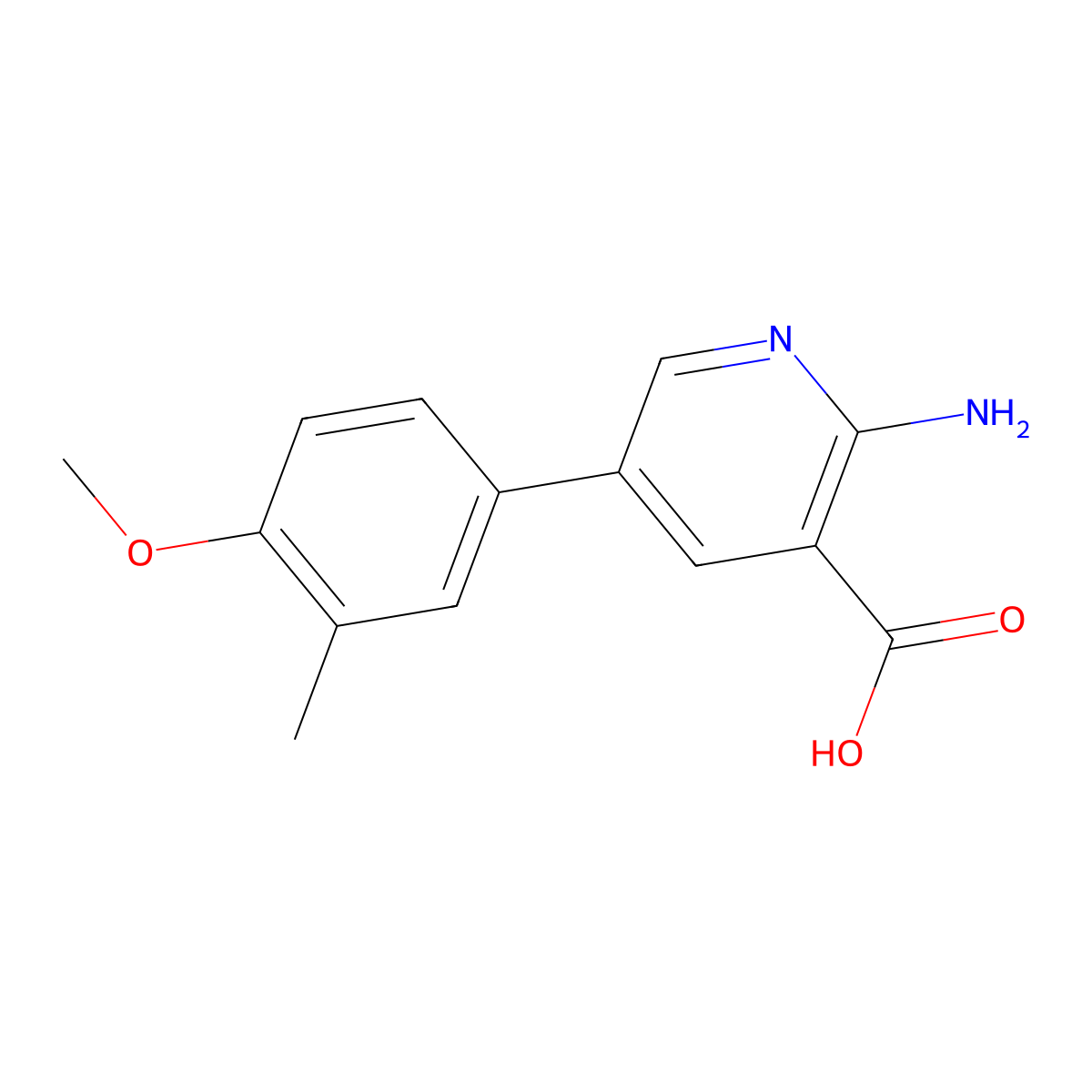 2-Amino-5-(4-methoxy-3-methylphenyl)pyridine-3-carboxylic acid molecular structure, CAS 1261949-07-8