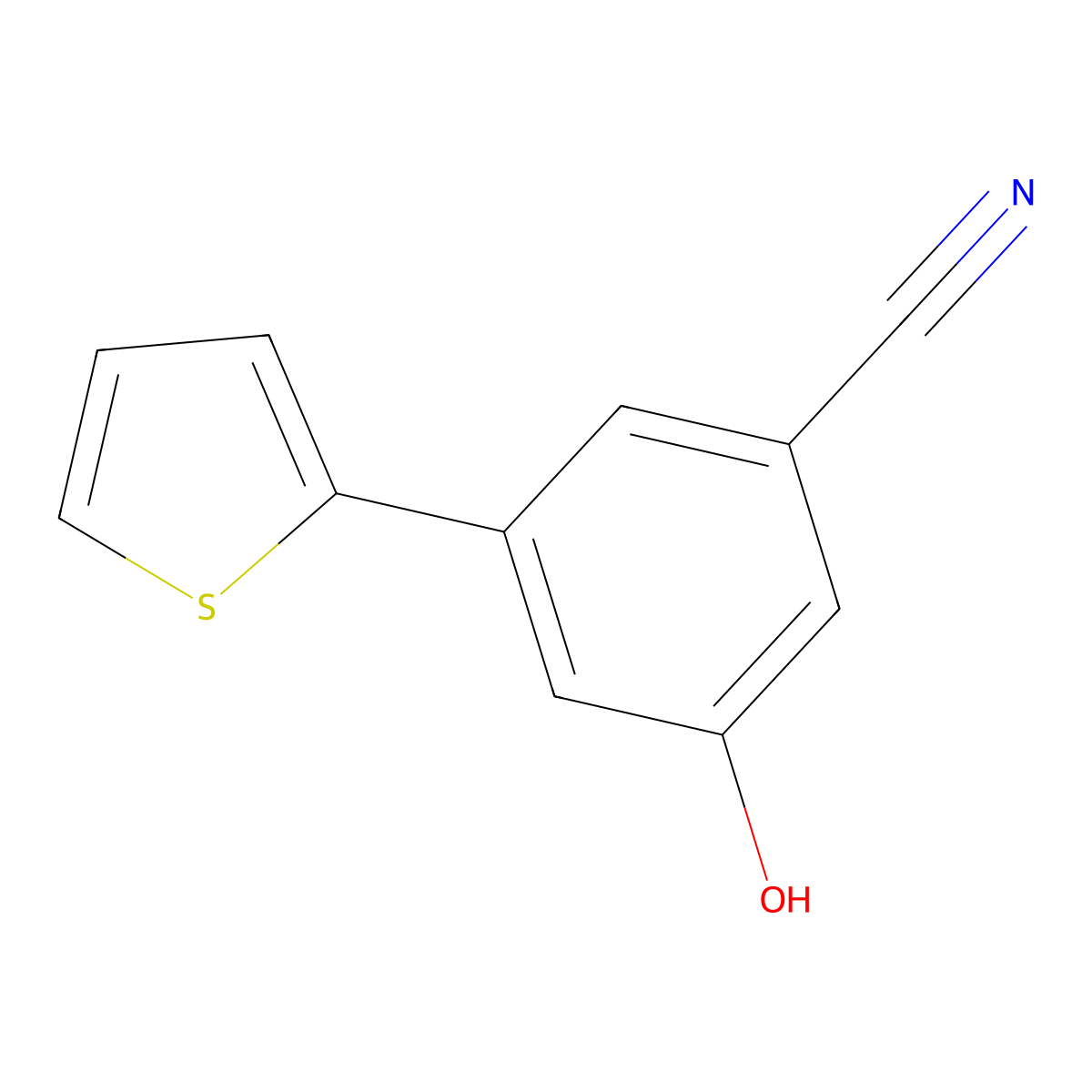 3-Hydroxy-5-(thiophen-2-yl)benzonitrile molecular structure, CAS 1261949-08-9