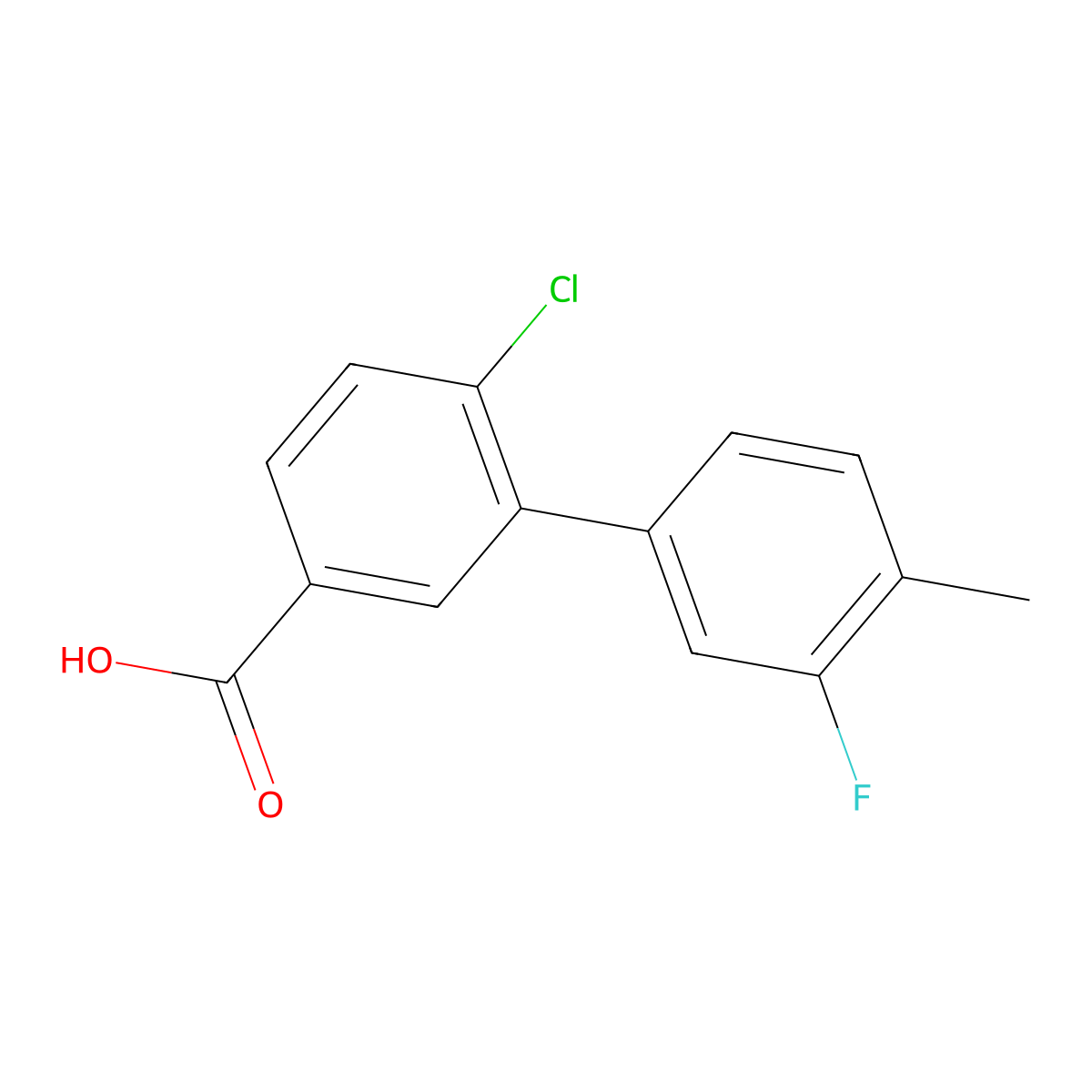 4-Chloro-3-(3-fluoro-4-methylphenyl)benzoic acid molecular structure, CAS 1261949-28-3