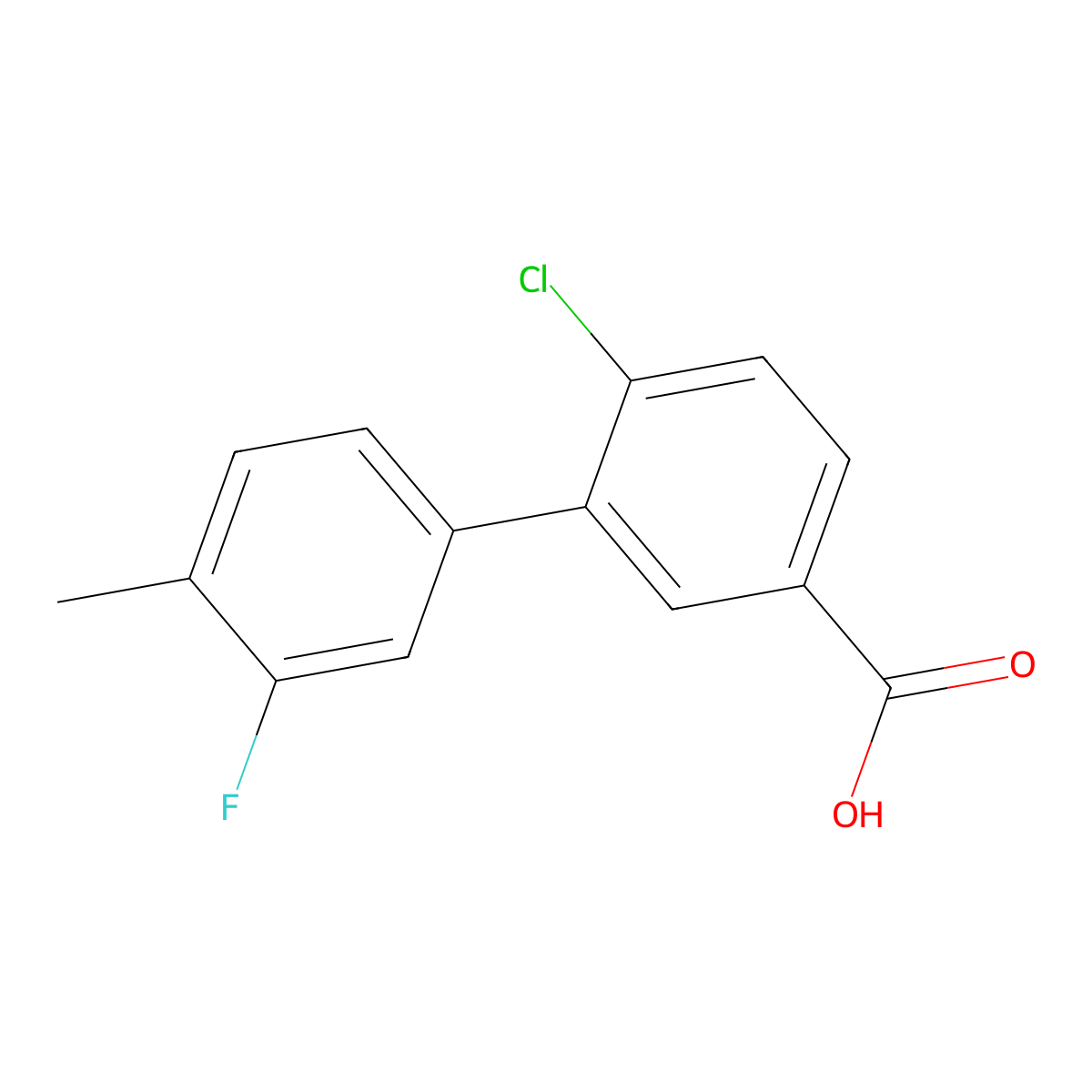 4-Chloro-3-(3-fluoro-4-methylphenyl)benzoic acid molecular structure, CAS 1261949-28-3