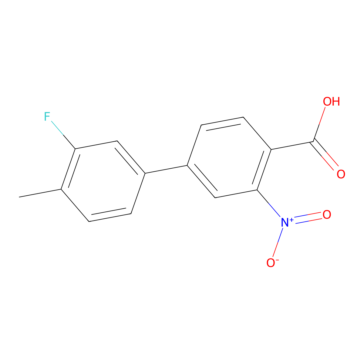 4-(3-Fluoro-4-methylphenyl)-2-nitrobenzoic acid molecular structure, CAS 1261949-31-8