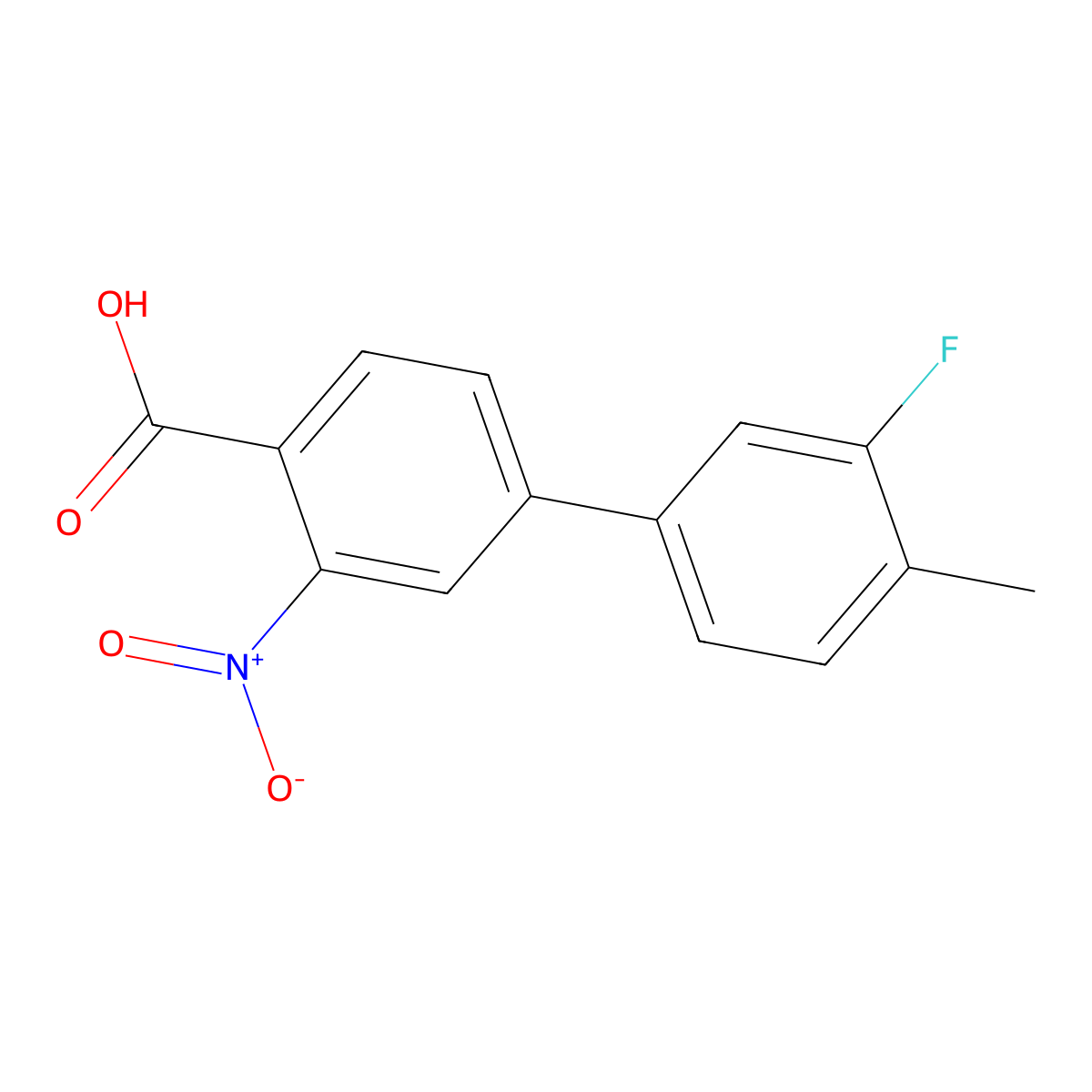 4-(3-Fluoro-4-methylphenyl)-2-nitrobenzoic acid molecular structure, CAS 1261949-31-8