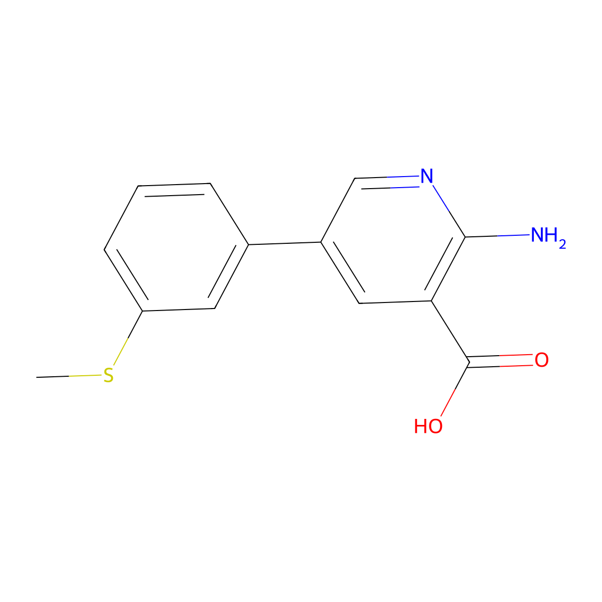 2-Amino-5-(3-methylthiophenyl)nicotinic acid molecular structure, CAS 1261949-33-0
