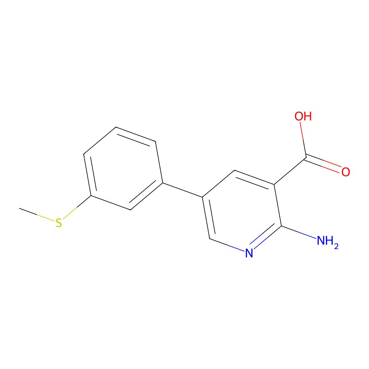 2-Amino-5-(3-methylthiophenyl)nicotinic acid molecular structure, CAS 1261949-33-0