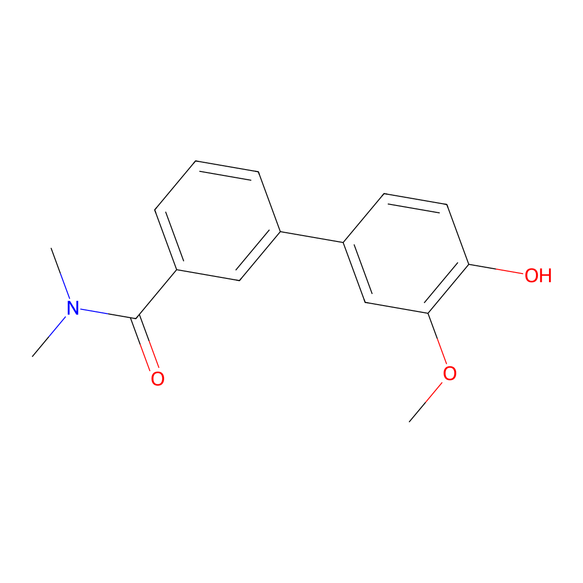4-[3-(N,N-Dimethylaminocarbonyl)phenyl]-2-methoxyphenol molecular structure, CAS 1261949-35-2