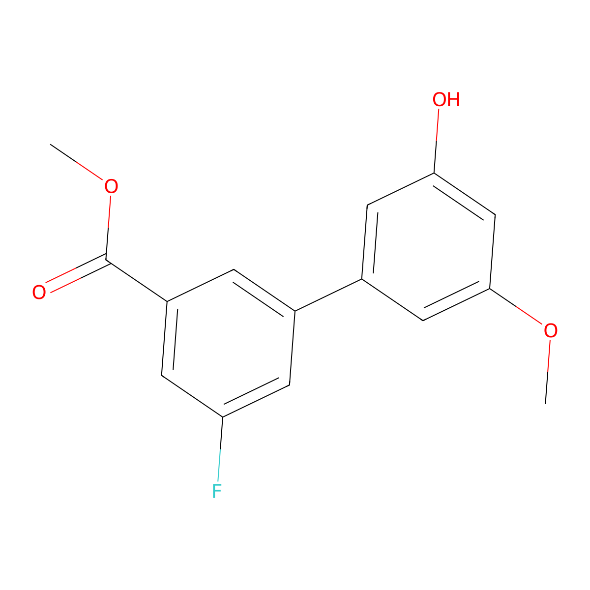 Methyl 5-fluoro-3'-hydroxy-5'-methoxy[1,1'-biphenyl]-3-carboxylate molecular structure, CAS 1261949-51-2